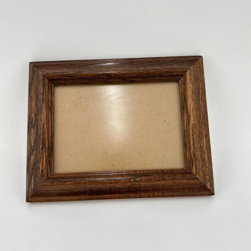 Vintage Dark Brown Wood Beveled 5x7 Picture Frame with Glass Front